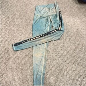 Stylish Blue Leggings with Moon Phase Design